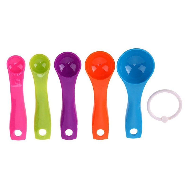 Bezall 5 in 1 Colorful Plastic Tea Flour Coffee Measuring Spoons Set Kitchen Cooking Baking Tools (Random Color) - Image 5